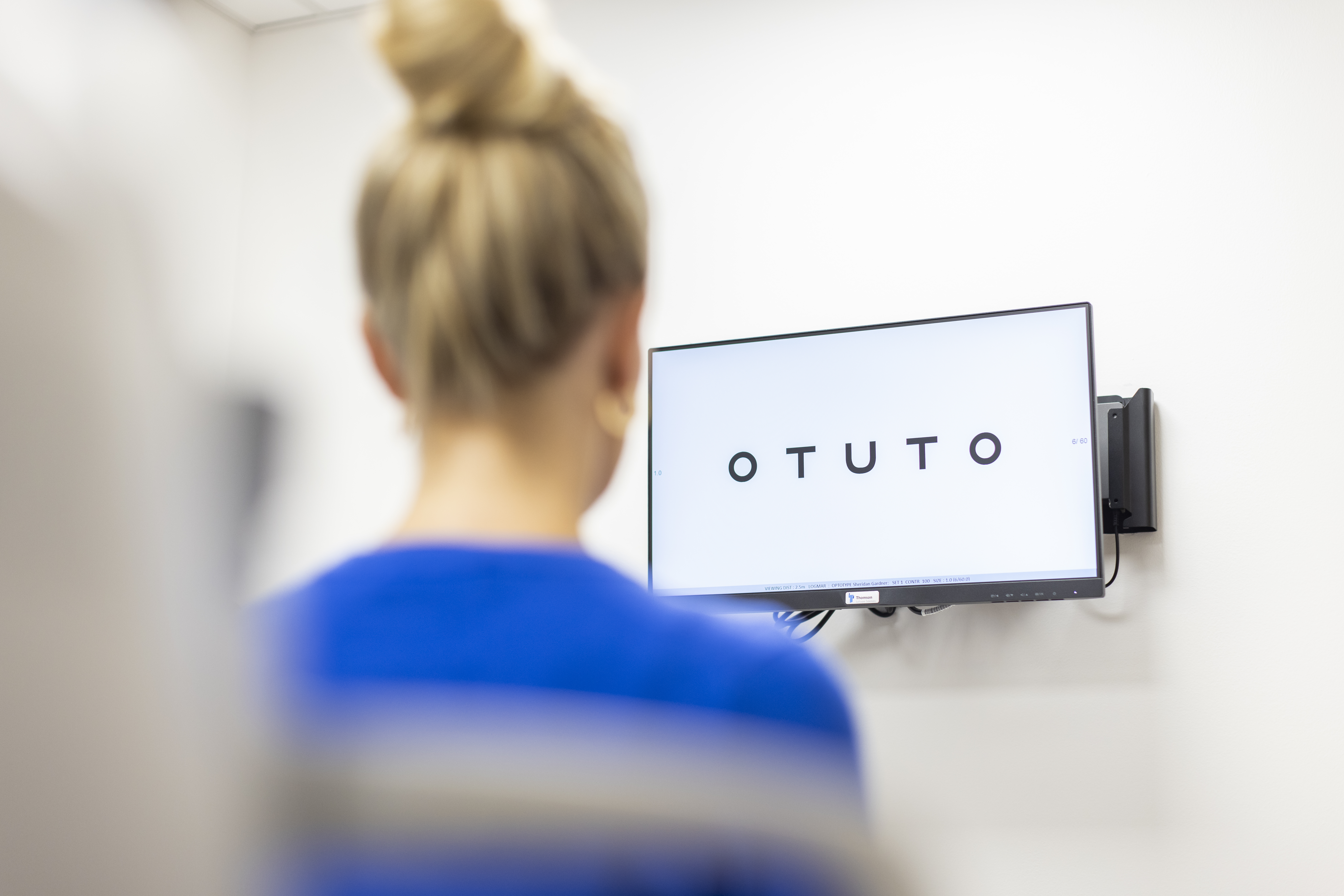 Woman having an eye exam at St John & St Elizabeth Private Eye Clinic